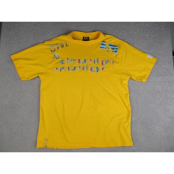 Vintage DrunknMunky T-Shirt‎ Mens XL Yellow Embroidered Logo Retro 90s - Picture 1 of 10